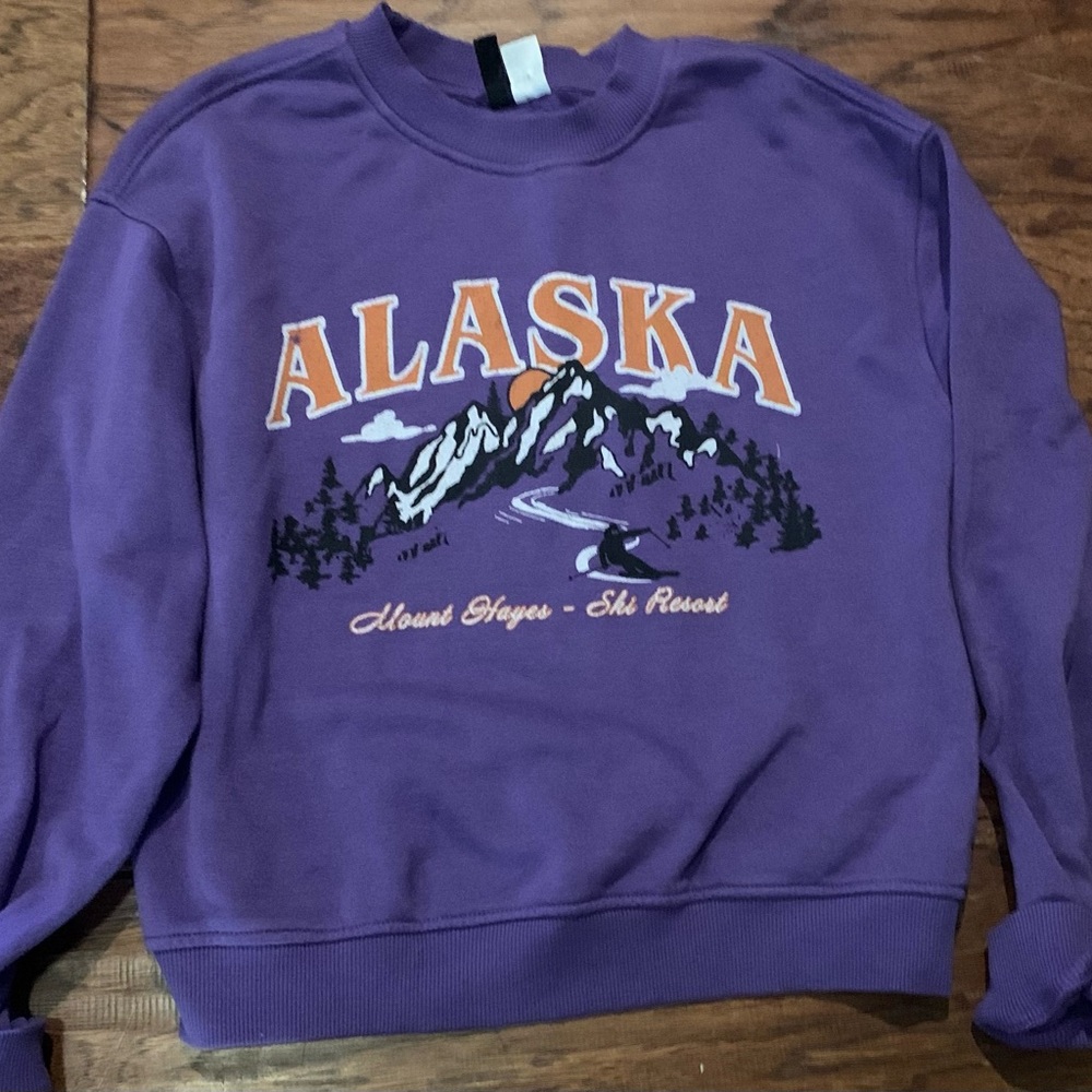 H&M Purple Alaska Graphic Women’s Sweatshirt Size Medium